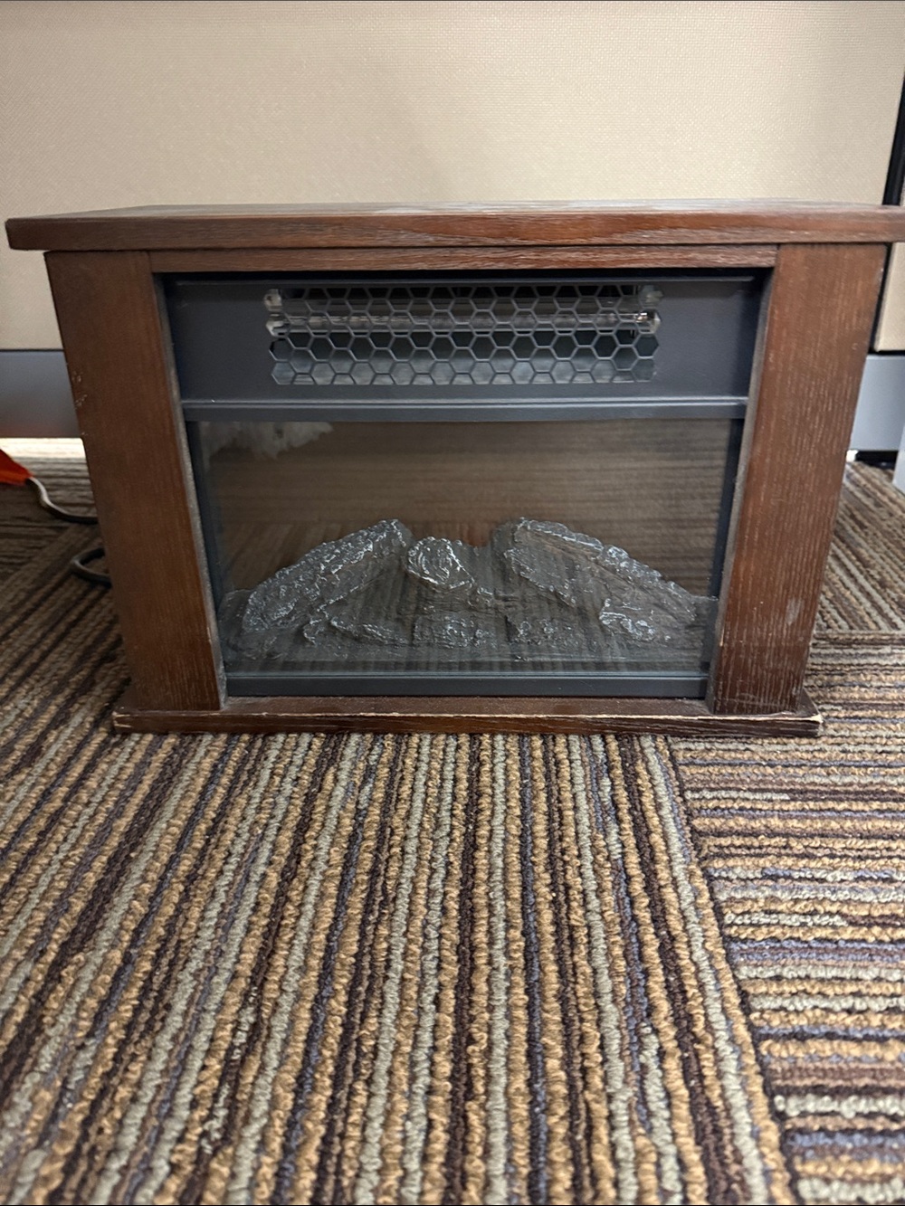 Electric Fireplace Insert in Dark Brown Wood Frame